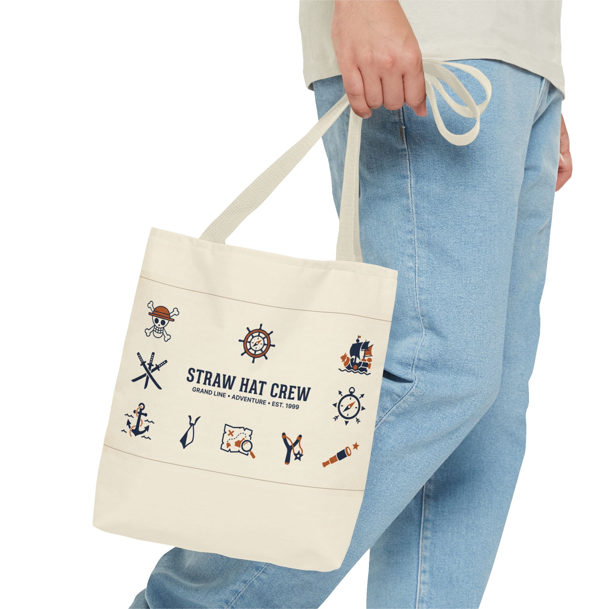 One Piece Pirate Icons Tote Bag – Minimal Anime Streetwear Canvas Bag