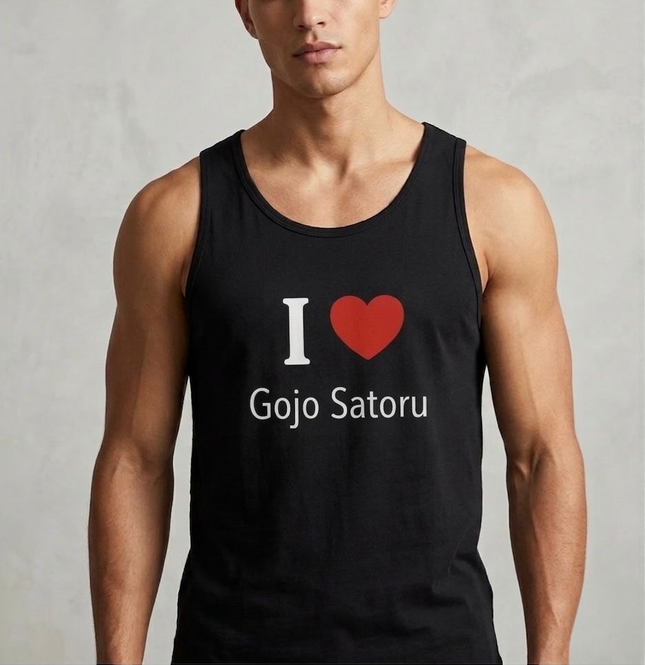 I Love Gojo Satoru Anime Tank Top – Stylish Sleeveless Shirt for Jujutsu Fans
